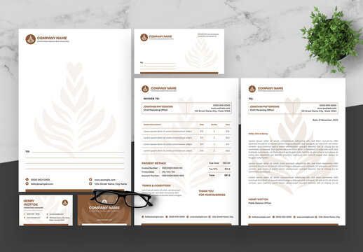 Brown and White Stationery