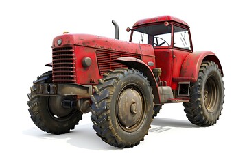 Obraz premium Red Tractor isolated on white background