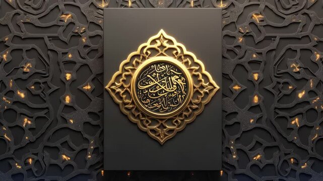 Golden Islamic Calligraphy Art on Dark Background