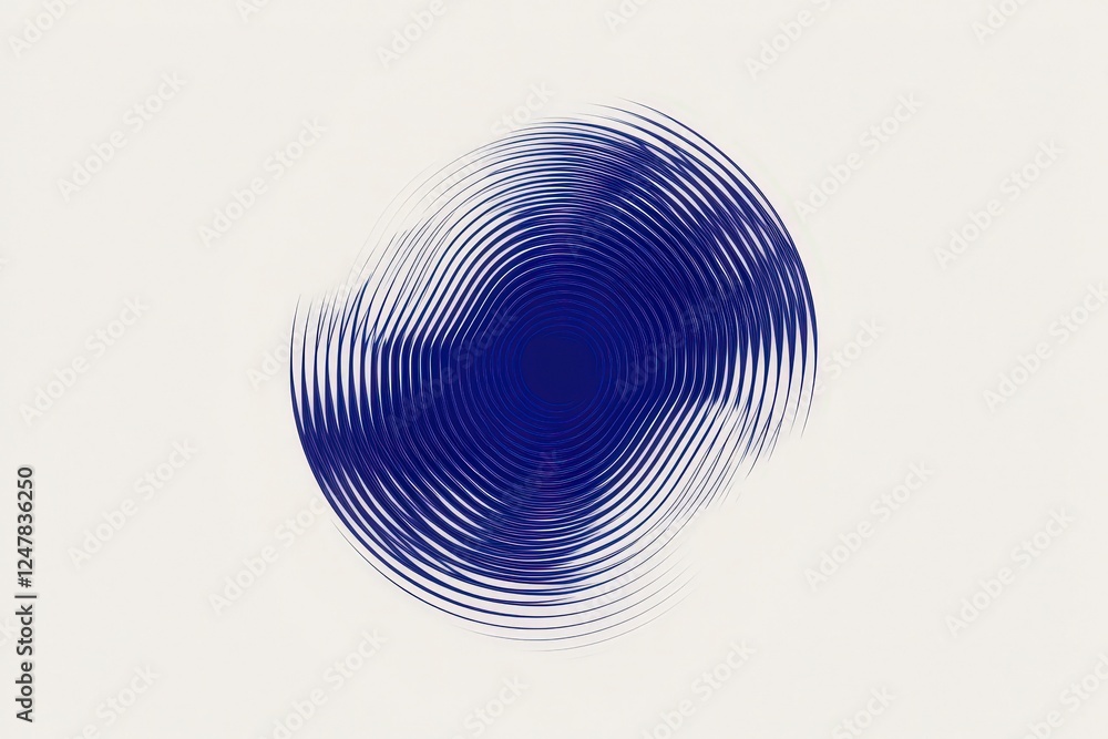 Poster abstract blue circle design with concentric lines on light background