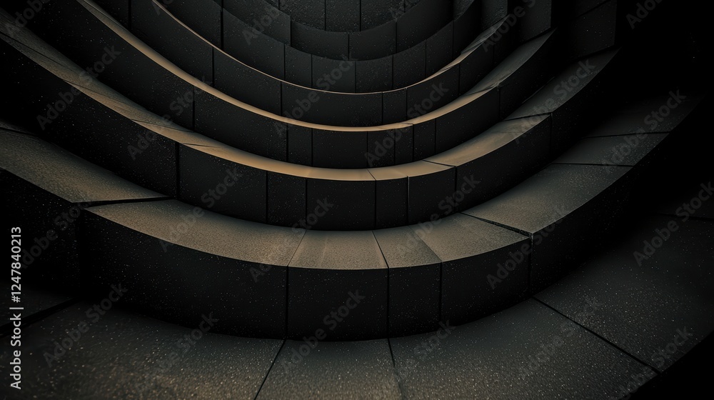 Poster abstract dark grey curved blocks architectural design background texture