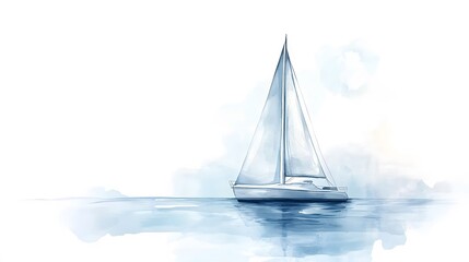 Sailboat glides serenely across calm ocean waters