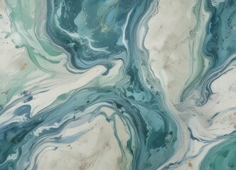 Marbled texture in shades of blue and green on a neutral background, marbled texture, bluish greens
