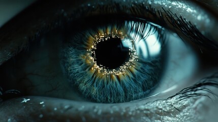 Digital Eye with Binary Reflections AI Surveillance, Data Security, Privacy Concerns, Technological Advancement, Futuristic Vision, Cyber Security, Artificial Intelligence, Machine Learning, Deep