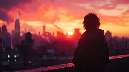 city, sunset, lonely, bright 