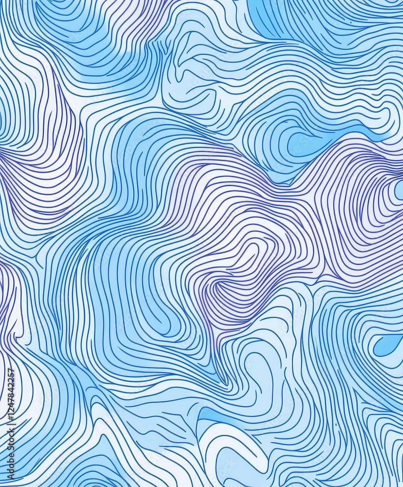 Poster abstract wavy blue pattern with colored lines for background design