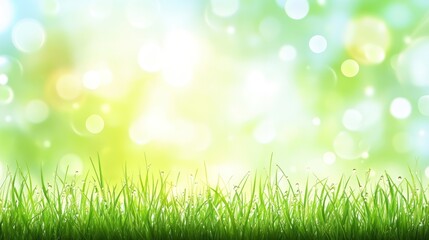 Obraz premium Dewy grass spring bokeh background