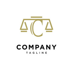 Letter C Justice Scale Logo Icon Vector