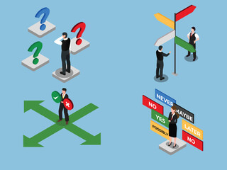 Business Decision-Making and Strategy 3d isometric vector illustration