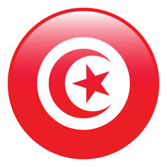 Obraz premium Tunisia flag. Tunisia circle flag logo 3d icon computer vector illustration design