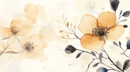 16121056 72 72.A winter-inspired watercolor illustration with gentle brushstrokes and intricate line art flowers, layered in calming earth tones, ideal for creating inviting seasonal designs for