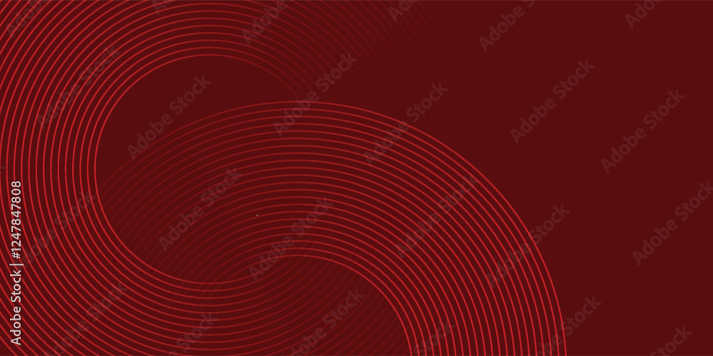 Poster abstract red background with glowing curve lines. modern shiny red gradient geometric circle lines p