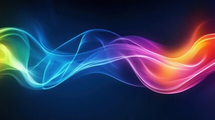 Rainbow wave flowing, dark background, digital art, website header