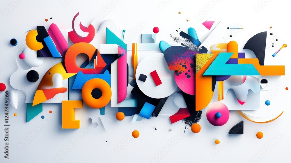 Poster abstract colorful shapes and forms in dynamic composition