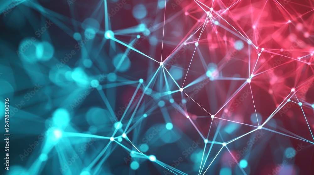 Poster abstract digital background with blue and red connecting lines
