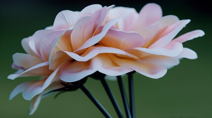 Delicate Pink and White Artificial Flowers on Green Background