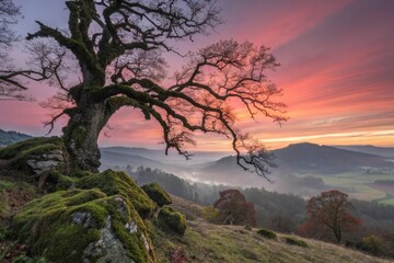 Obraz premium Surreal Landscape: Whispering Mountains Augur Dawn - Ethereal Nature Photography