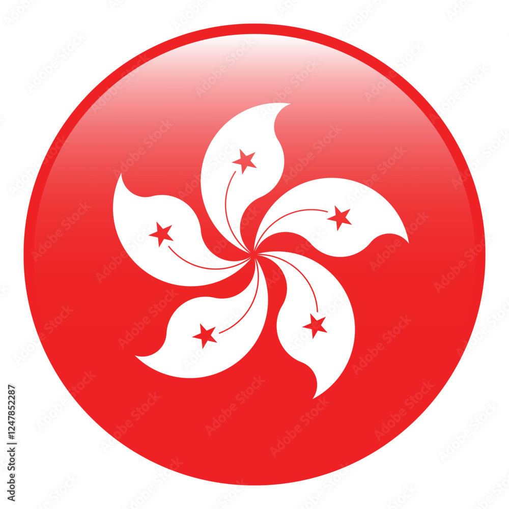 Poster hong kong flag. hong kong circle flag 3d logo icon computer vector illustration design