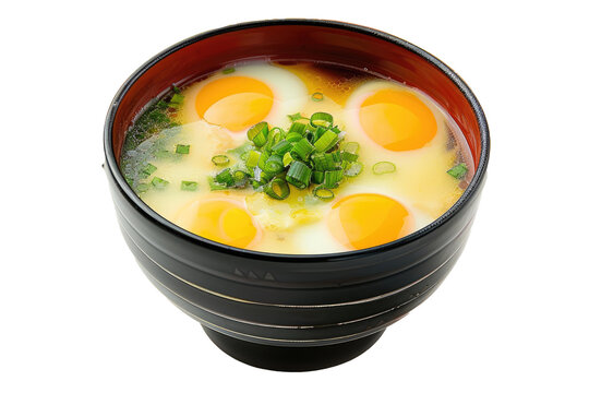 Bowl of chawanmushi steamed egg custard isolated background
