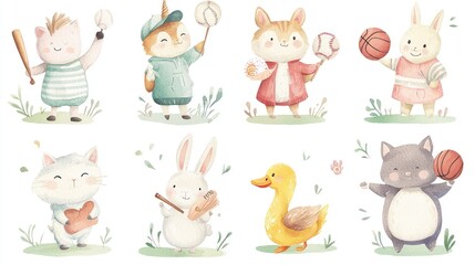 Playful Animals Engaged in Various Sports and Activities