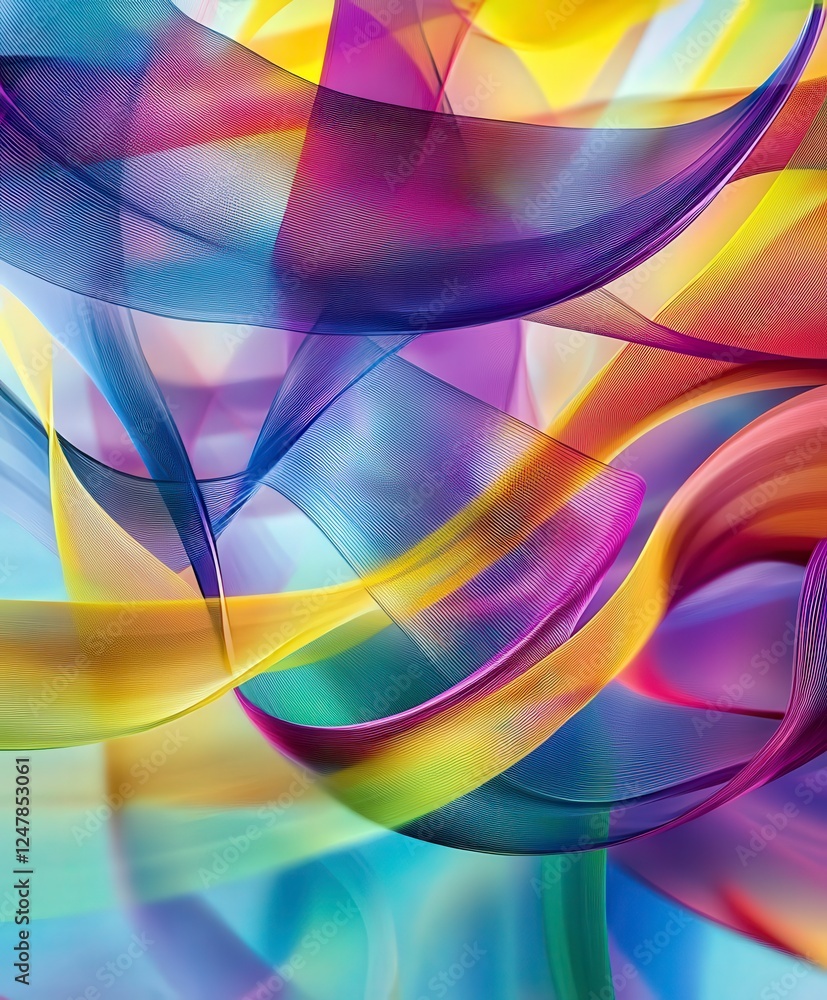 Poster colorful abstract waves in vibrant tones and dynamic flow patterns