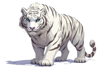 Obraz premium Majestic White Tiger With Striking Blue Eyes