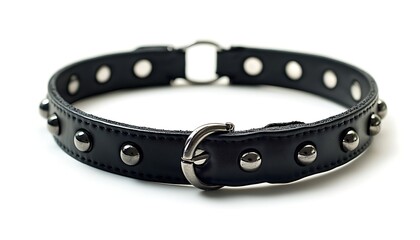Black studded leather dog collar