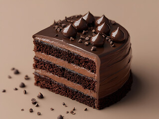 Decadent Chocolate Cake Slice with Creamy Frosting for Indulgent Celebrations