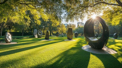 Nasher Sculpture Center Garden in Dallas with Sunlight Through Artwork