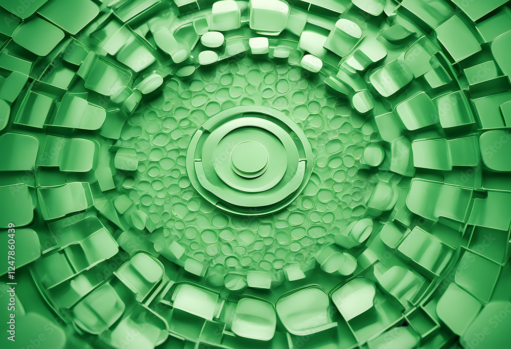 Poster green background podium abstract geometric circular pattern dark cylinder cosmetic floor luxury mini