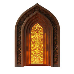 A Ramadan golden door on a transparent background