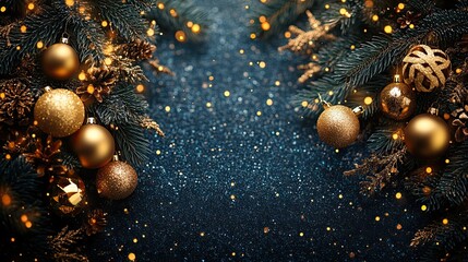 a top view minimalist christmas tree silhouette featuring elegant golden numbers and festive decorations, creating a luxurious holiday atmosphere.