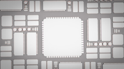 The White PCB Board for It to Technology concept 3d Rendering.