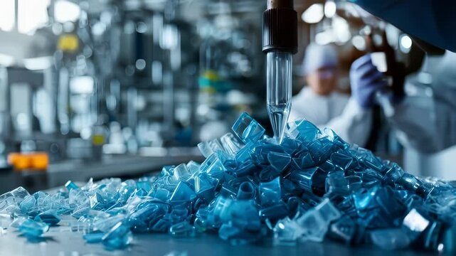 Blue Plastic Manufacturing and Recycling Equipment in Factory Production Process