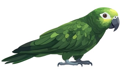 Obraz premium Green Parrot Profile, Isolated on White
