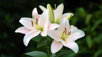 Delicate Pale Pink Lilies with Dew Drops