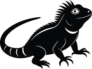 Silhouette illustration of A cute baby Iguana 