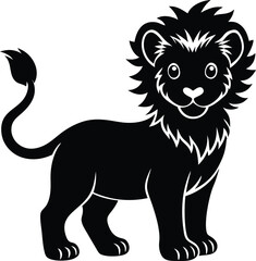 A cute baby Lion silhouette illustration