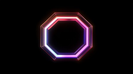 Glowing Neon Octagon Shape on a Dark Background