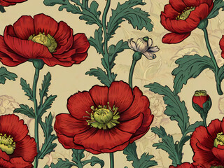 seamless background with poppies