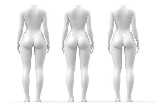 3 Female Mannequins, Various Body Types, White Background, Fashion Design