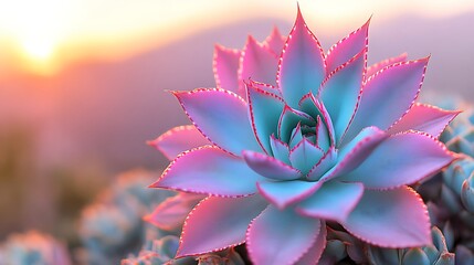 Obraz premium Sunset Hues Illuminate a Vivid Succulent Plant