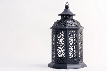 Classic lantern isolated on white background, Selective focus modern garden lantern on white background, Backyard grass field lamp.