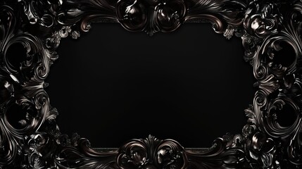 Elegant Ornate Black Baroque Frame with Decorative Floral Patterns