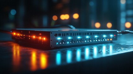 Futuristic server lights up dark room