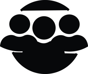  Line icon of three people in a circular embrace, symbolizing unity, collaboration, and support in community or organizational work, with transparent background.