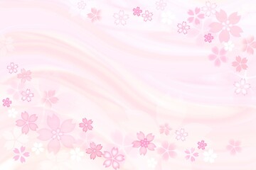 春の桜の和風 流れのピンク背景フレーム