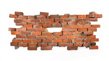 Weathered Red Brick Wall with Open Space in Center for Design Use