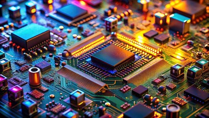 Obraz premium Drone Photography: Close-Up Electronic Circuit Board - High Resolution Image