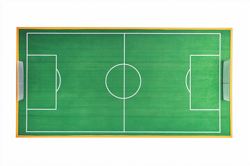 Top view football field isolated on white background, Selective focus soccer field on white, Grass field for outdoor activity sports.